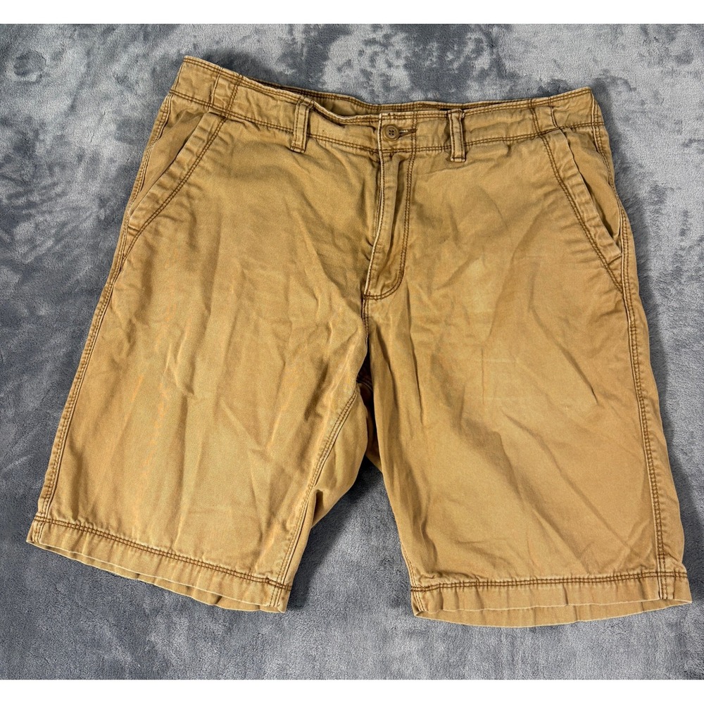 Old Navy Mens Chino Shorts 33 Tan Solid Cotton Twill Casual Everyday